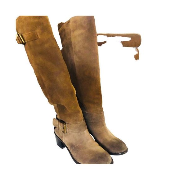 INC International Concepts Tall BrownSuede Boots with Buckle and Leather Back Si - Picture 9 of 15